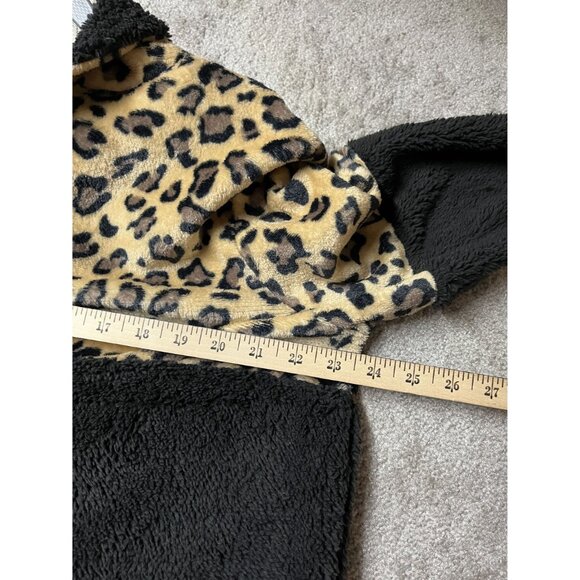 Leopard Print & Black Sherpa Fleece Half Zip Pullover Hoodie XXL Fits like L-XL - Picture 7 of 9